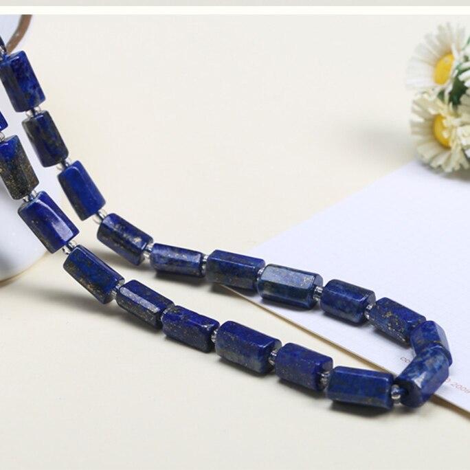 Natural Stone Faceted Cylinder Shape Loose Beads For Jewelry Making Diy Accessories: Lapis