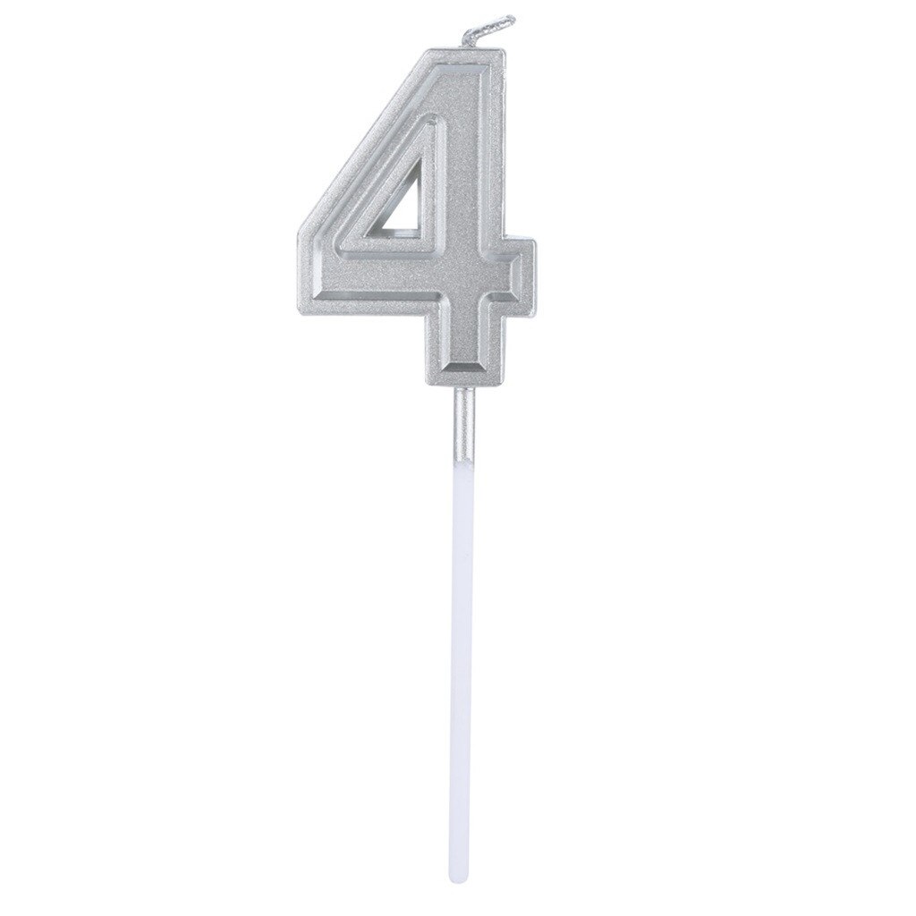 1PC Silver Number 0-9 Birthday Numeral Candles Light Home Wedding Birthday Party Decoration Led Candles birthday candle L300110: D