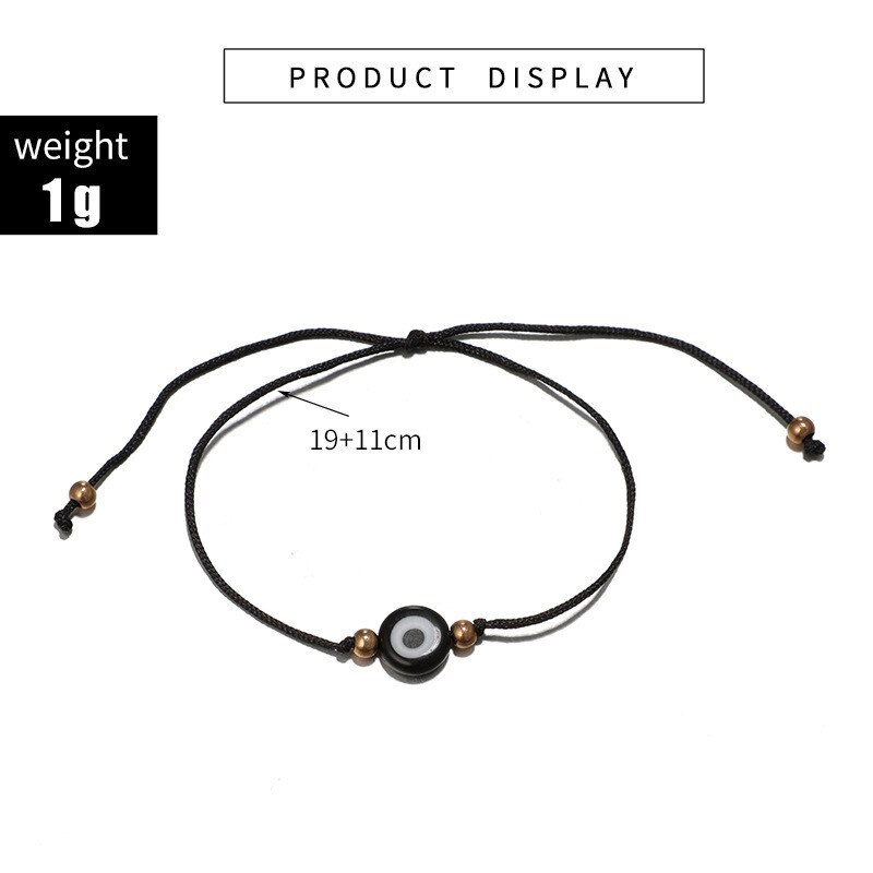 Tobilleras de cadena de cuerda trenzada para mujer, tobilleras de cadena con ojo negro turco , Color rojo y azul, joyería con dijes para pies de playa