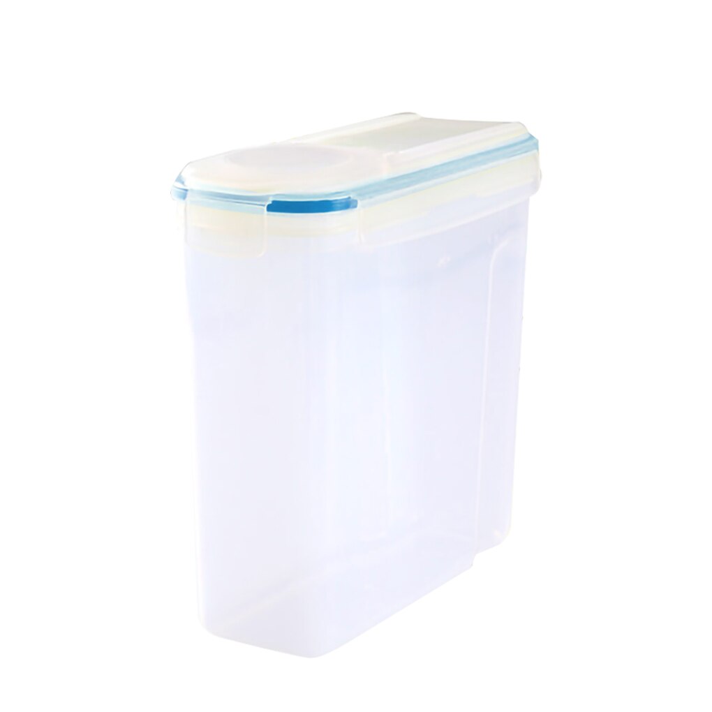 1pc 4L Plastic Food Cereal Containers Transparent Dispenser Dry Food Storage Box Kitchen Spaghetti Noodles Sealed Containers: Blue