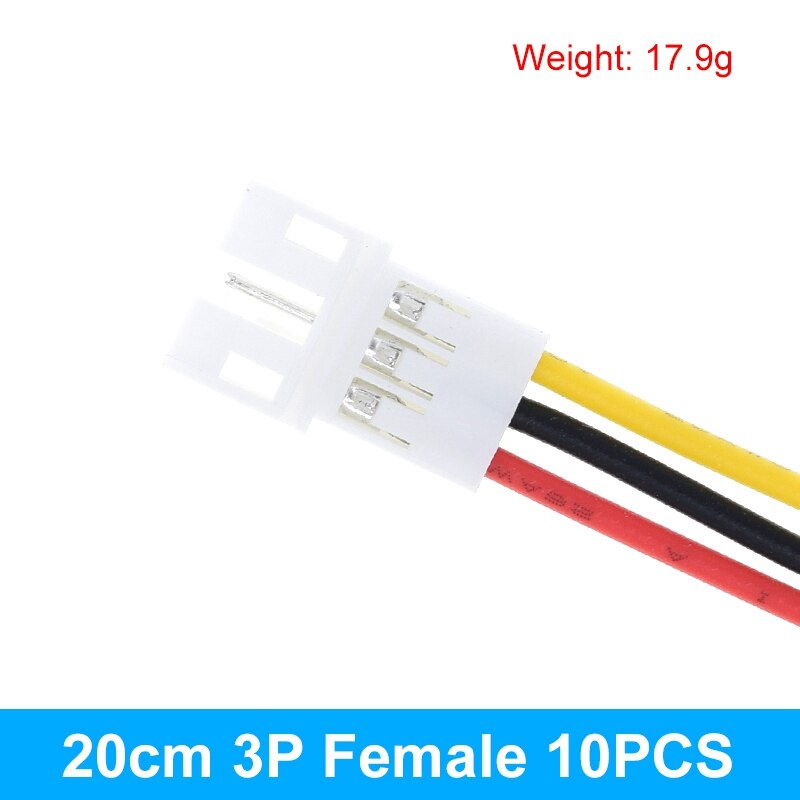 10PCS 5Pair Micro JST PH 2.0 2P 3P 4P 5P 6PIN Male Female Plug Connector With Wire Cables 20CM+20CM For Arduino MP3: 10PCS 20CM Female 3P