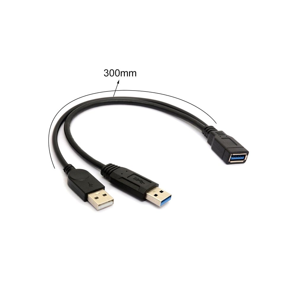 20cm USB3.0 to USB3.0/2.0 USB3.0 Female to Dual USB Male Extra Power Data Y Extension Cable