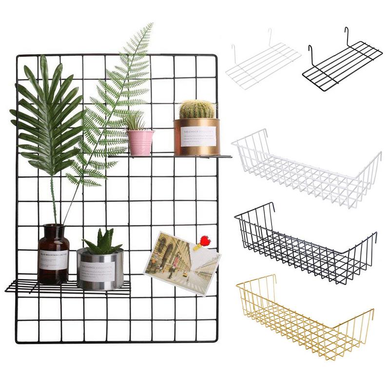 Wanddecoratie Ijzeren Frame Opknoping Rack Muur Display Diversen Opslag Badkamer Planken Multifunctionele Mesh Draad Metalen Wandplank