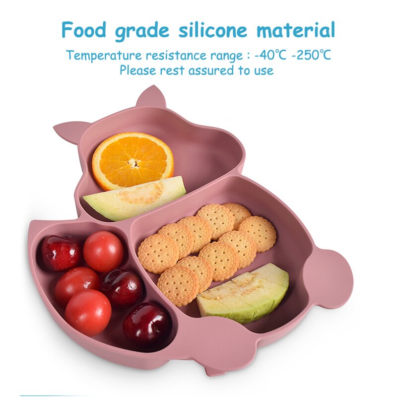 Juego de vajilla de silicona para bebé, platos de grado alimenticio, forma de Animal, plato para niños, sin BPA, antideslizante, 5 unids/set
