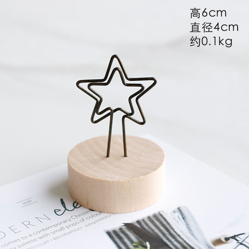 Nordic simple modern wooden note holder home decorations Figurines message photo card holder WJ021935: F