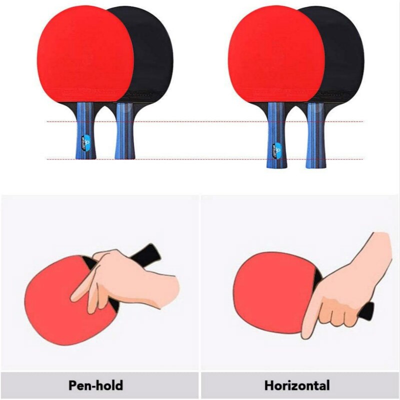 2 st pingis pingis racket racket paddel gummi lång kort handtag med 1 bärväska