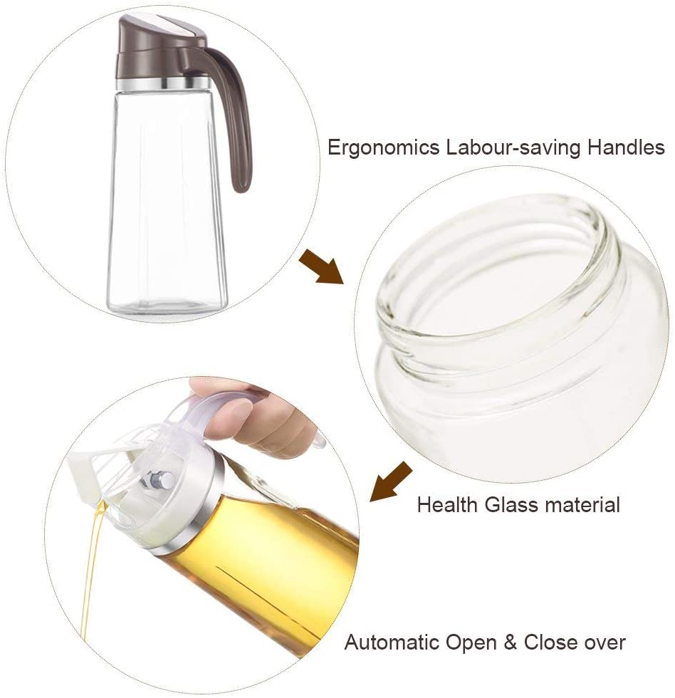 Distributeur de bouteilles d'huile en verre, étanche, à rabat automatique, huile d'olive, vinaigre, condiments, Transparent, accessoires de cuisine