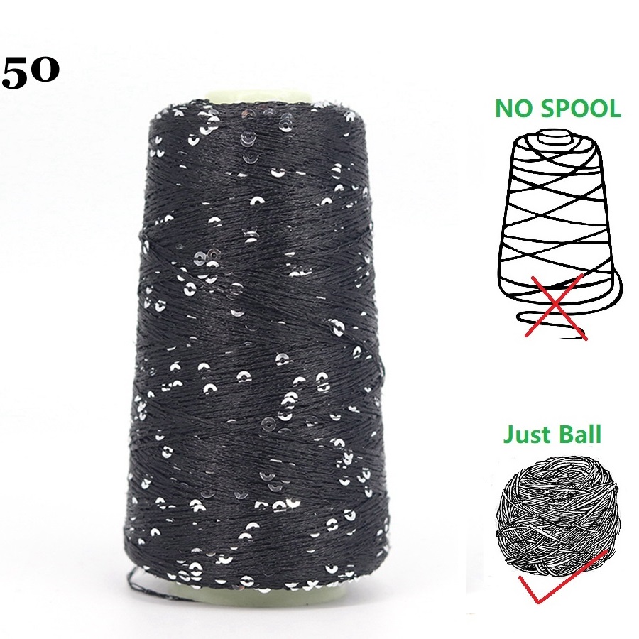 29 Color 50g/Ball /140M Sequins Cotton Yarn 6mm+3mm Special Glitter Match Thread DIY Accessories Rag Doll Knitting Lanas Crochet: Orange
