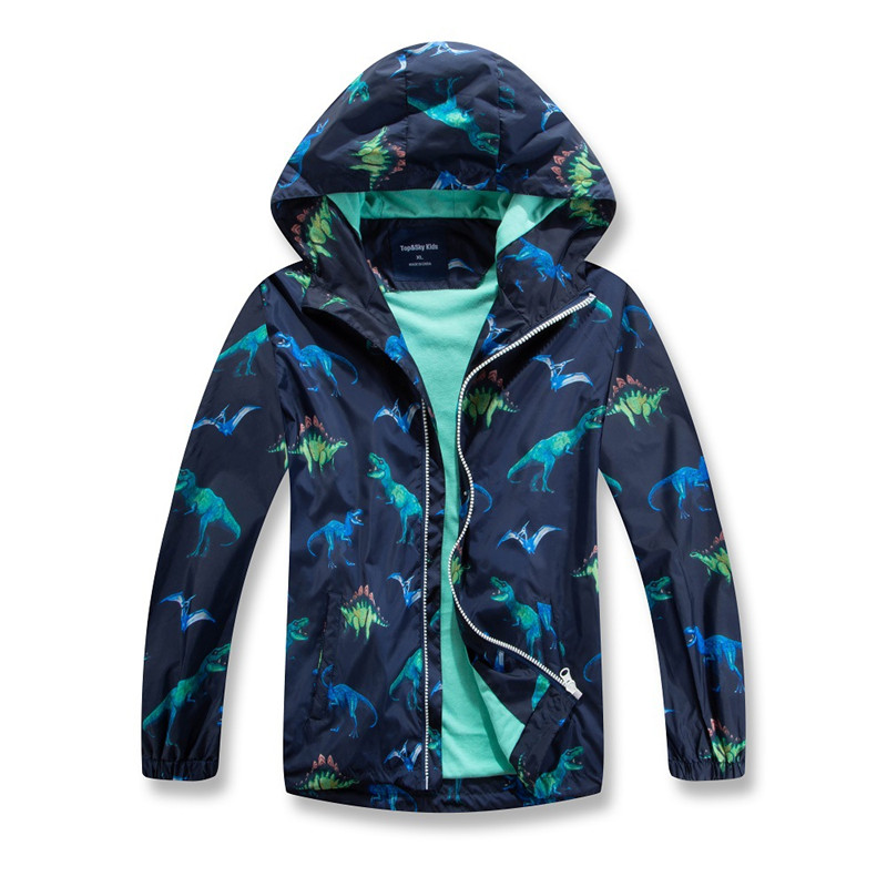 2020 outono novos meninos impresso cardigan dinossauro impermeável ao ar livre envio com capuz jaqueta jaqueta