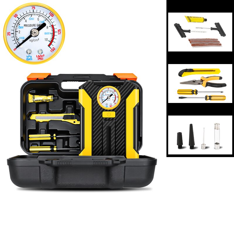 Automotive tire inflator LED digital lighting tire on board inflation pump DC 12V air compressor toolbox, automotive tires, bicy: Pointer (toolbox)