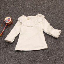 Meisjes tops rendering plus fluwelen gewatteerde jas baby katoenen shirt falbala wilde jas meisjes sweater winter kleding