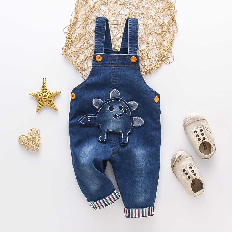 Diimuu Baby Kinderen Jongens Kleding Rompertjes Peuter Kids Overalls Denim Broek Mode Jumpsuits Lange Mouwen Cartoon Broek: 3-6 Months