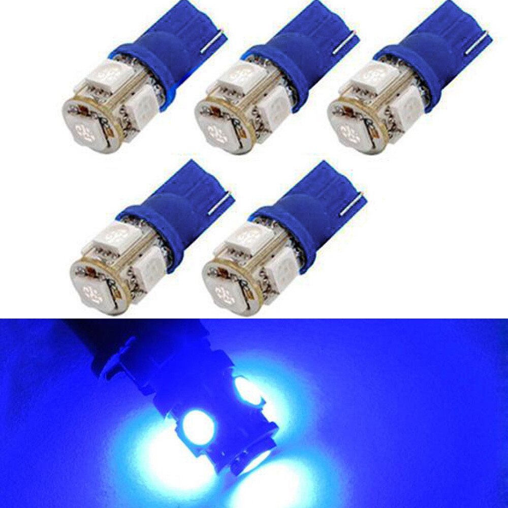 5Pcs T10 Wedge 5-SMD 5050 Xenon Led-lampen 192 168 194 W5W 2825 158 Klaring Lamp Wit Geel rood Blauw Dagrijverlichting