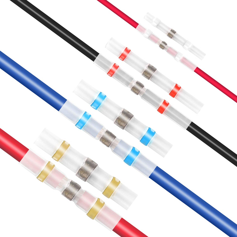 50 Uds. Terminales de conectores de cable de tubo termorretráctil con sello de soldadura impermeable con manguitos de soldadura