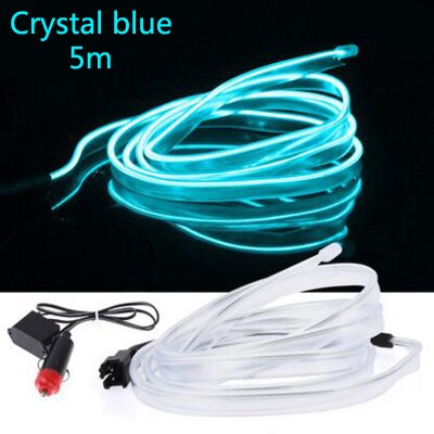 EL Draht Auto LED streifen licht für Neon- Party dekoration licht fahrrad tanzen lampe 12V wasserdicht USB streifen lampen innen flexibel: Kristall Blau-5m
