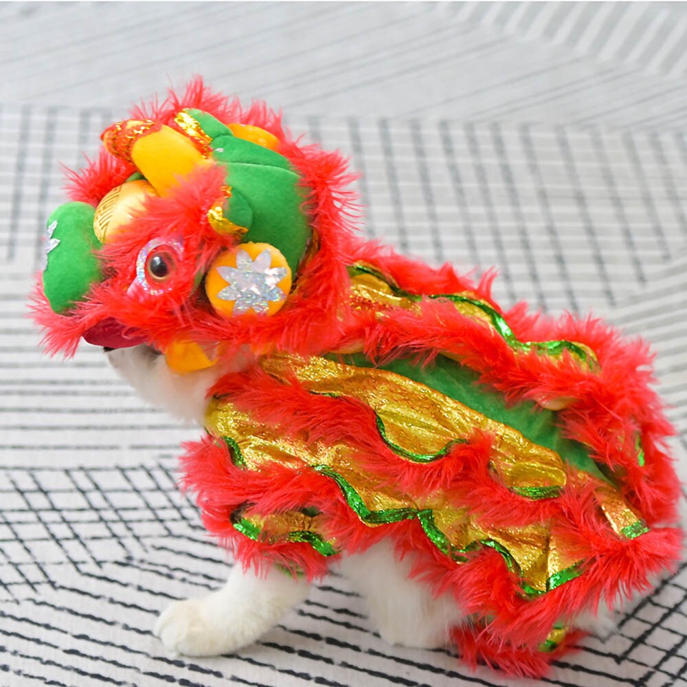 Traje de baile de León para gato, ropa para mascotas, Año Chino, Festival de Primavera, accesorios para gatos