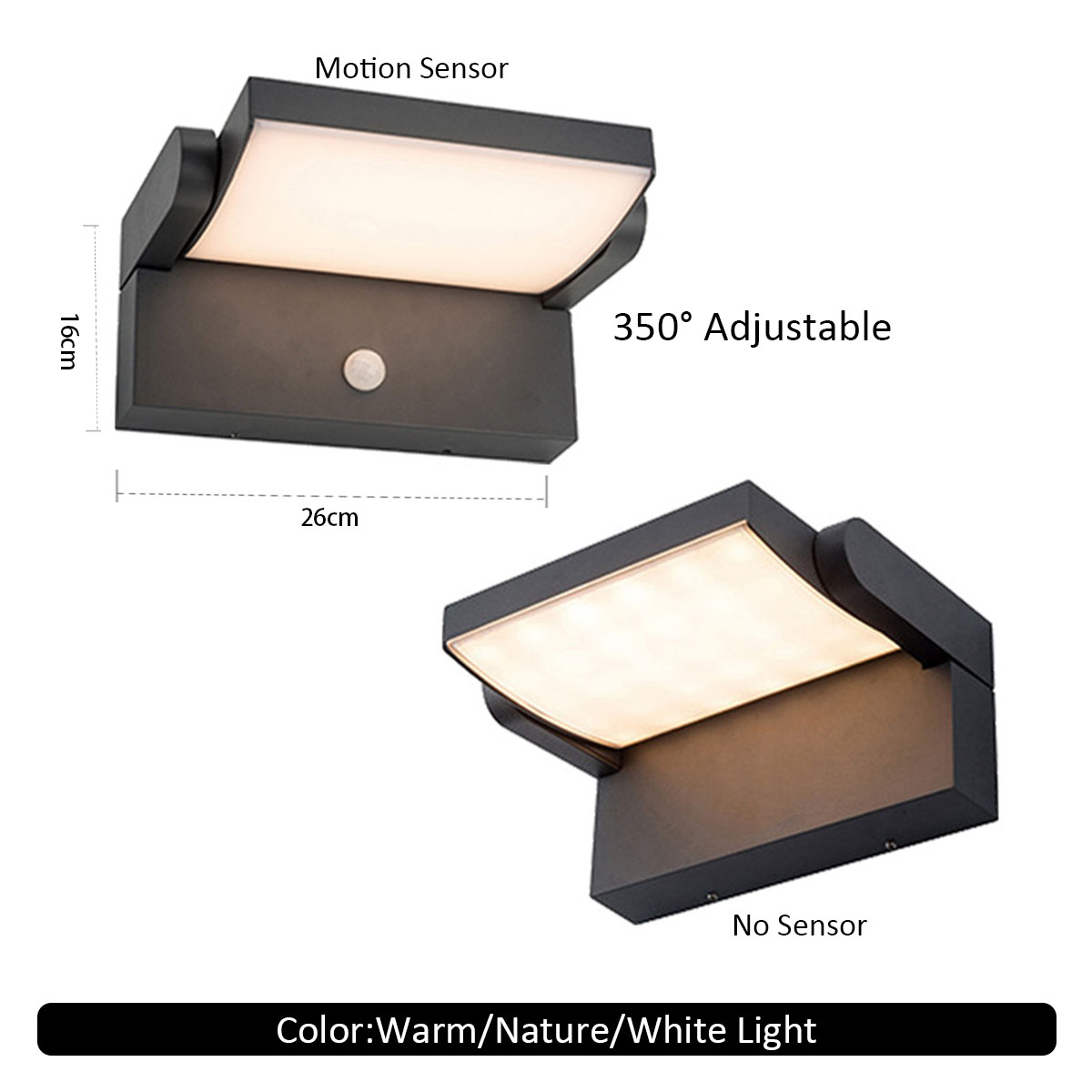 LED buitenwandlamp 24W IP65 waterdichte bewegingssensor wandlamp modern binnenhuis balkon veranda tuindecoratie verlichting