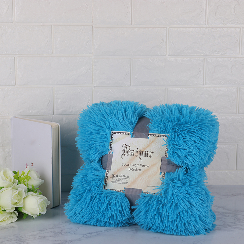 Couverture en fourrure douce couverture longue Shaggy floue fausse fourrure couverture canapé lit canapé couvertures confortable avec Sherpa moelleux: blue / 160-130cm