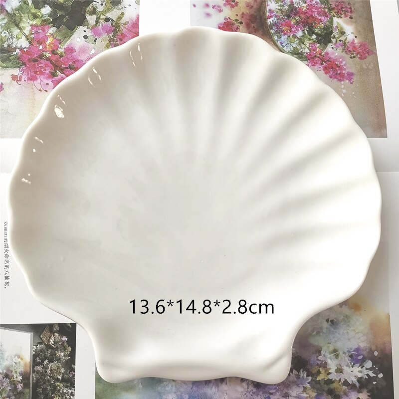 Ceramic palette Watercolor Painting Dish White Porcelain Color Palette Art Supplies Office profession painting Ceramic supplies: Medium scallop