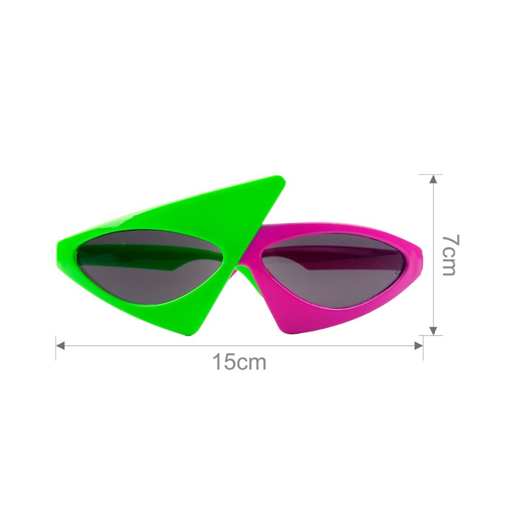 Roy Purdy Style Party Mask Birthday Party Hip-Hop Asymmetric Triangular Sunglasses Novelty Green Pink Contrast Color Glasses