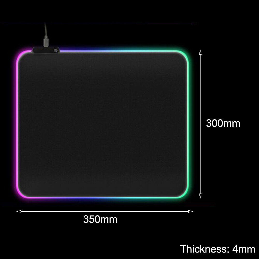 RGB Led Lighting Gaming Mouse Pad Mousepad 90x40cm Large Size Rubber Mice Mat Anti-slip Locking Edge Mouse Mat: 350x300x4mm