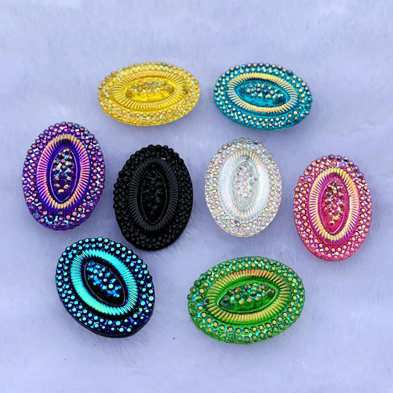 20 Uds. De diamantes de imitación de resina Ovalada para manualidades, accesorios de joyería, 18x25mm, AB, HE45: E45A