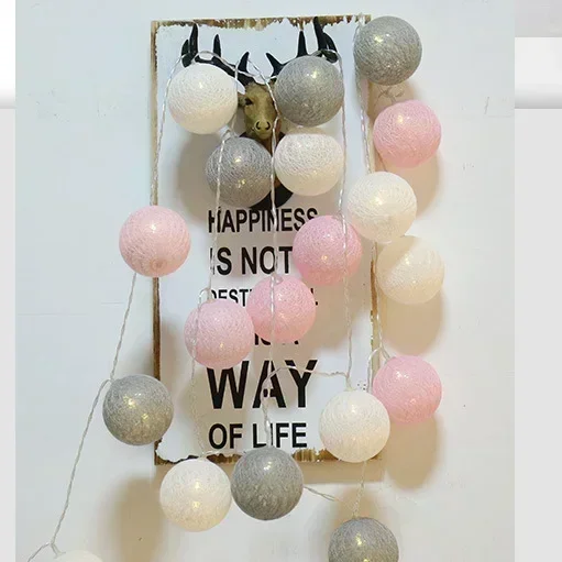 Guirnalda de algodón con bolas de luces, cadena de Navidad para colgar al aire libre, , habitación, cama, luces de hadas, decoraciones de boda y Halloween: Color blanco cálido / 350 W