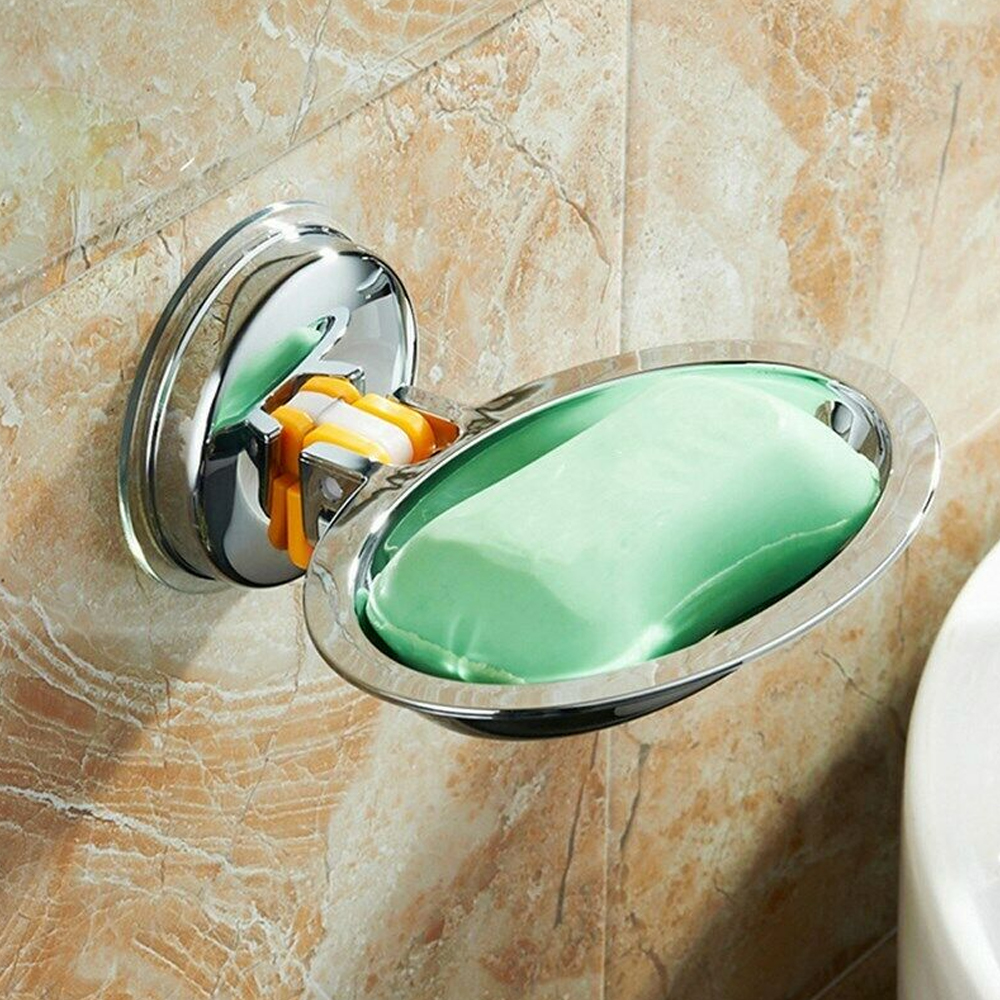 square/round Soap Dish Wall Mounted No Drilling Soap Strong Suction Soap Box Holder Tray for Bathroom Shower Supplies