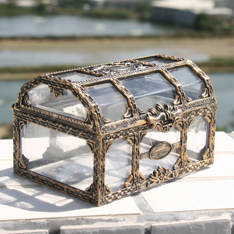 Plastic Transparent Pirate Treasure Box Crystal Gem Jewelry Storage Box Organizer Chest Box Treasure For Jewelry Gem Trinket Box