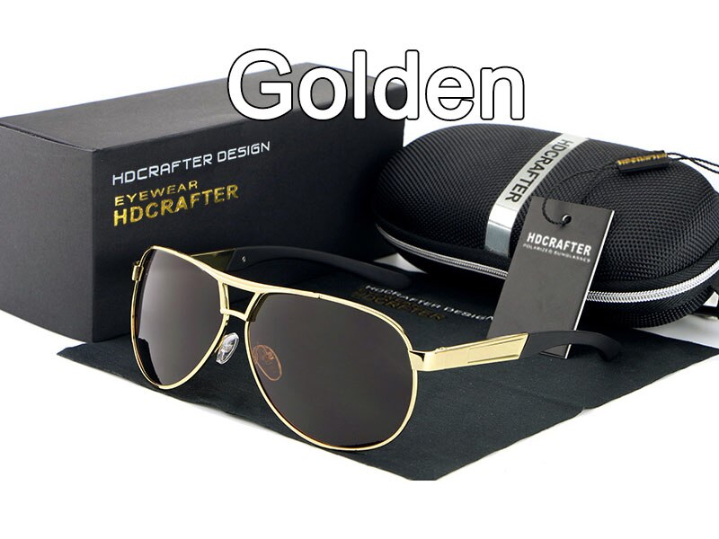HDCRAFTER Sunglasses Men Polarized Polarized Mirror Lens Eyewear Sun Glasses for Men Brand Driving oculos de sol: Golden