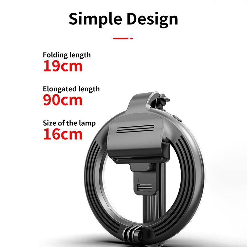 Orsda Bluetooth Selfie Stick Tripod - Integrated Fill Light LED Ring - Extendable 90cm - for Smartphones