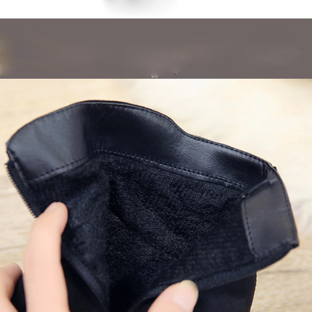 vrouwen Korte Laarzen Suede Winter Ridder Boot Gesp Mode Hoge Hak Enkel Schoenen Puntschoen Warm Bont etnische Botas