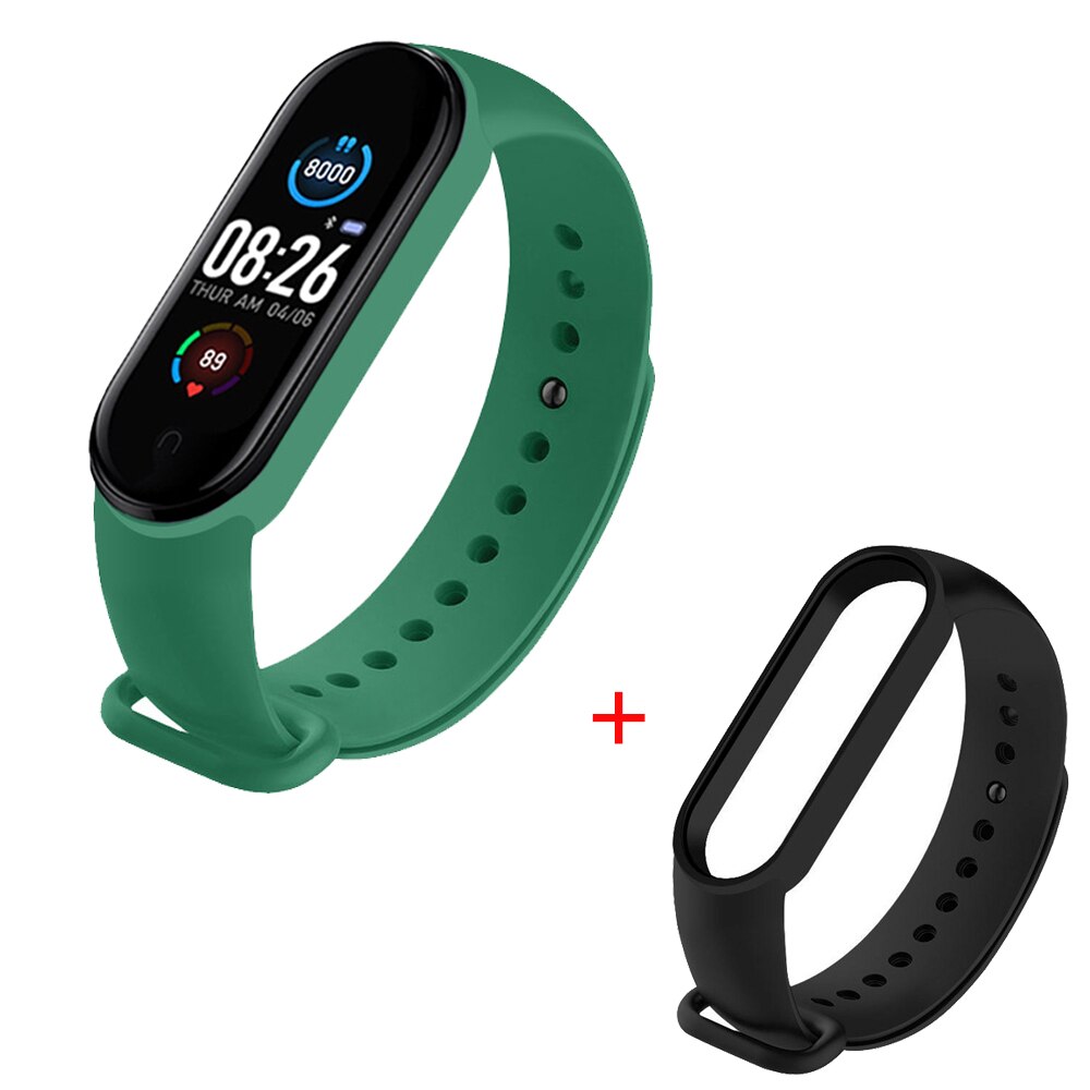 M5 Men Sport Digital Watch Wristwatches Blood Pressure Smart Bracelet Waterproof Wristband Sport Tracker Date Display: Dark Green Black