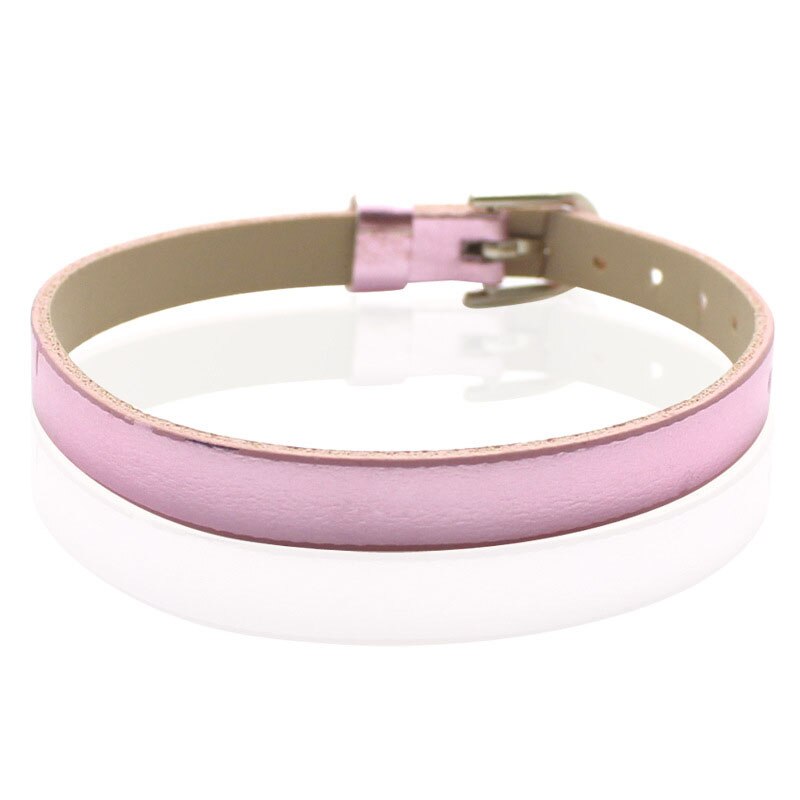 , 8 MM Metallic Oppervlak Polsband Armbanden (50 stuks/partij) DIY Accessoire Fit Slide Letters, Slide Charms, kralen: pink