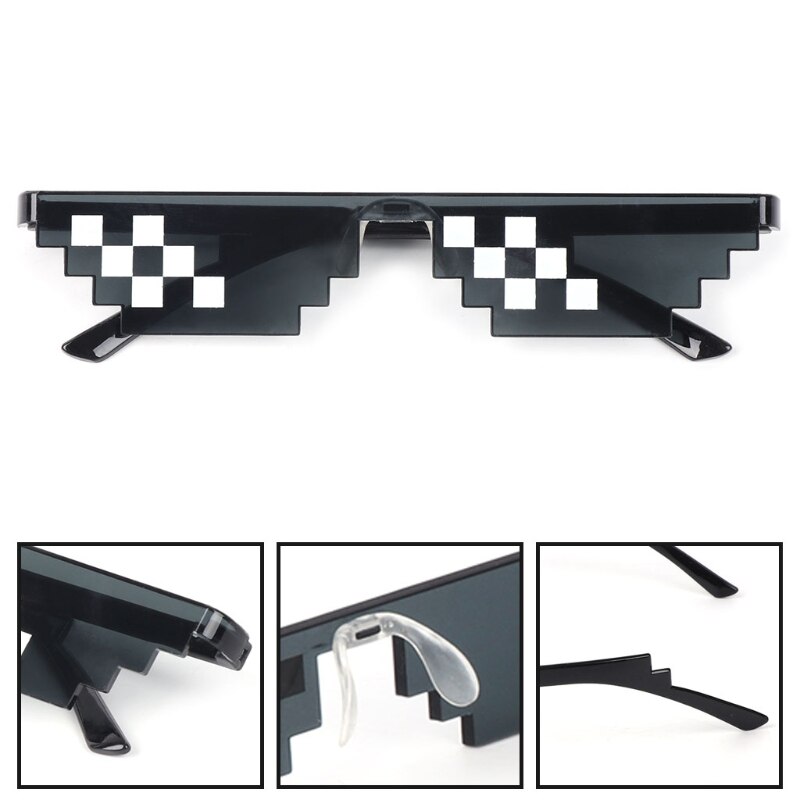 Thug Life Bril Met Het Glazen Pixel Vrouwen Mannen Zwarte Zonnebril