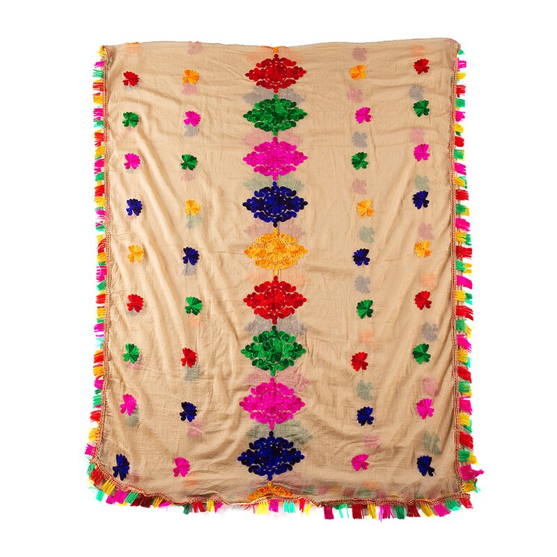 india etniske stiler dame brodert saree chiffong sjal vakker stor flerfarget hijab komfortabel kvinne hijab skjerf