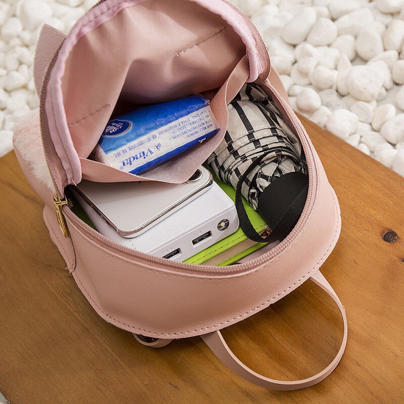nouvelle femmes sac à dos femmes mignon chat oreille sacs solide concepteur Style sac à bandoulière dames avec oreille en cuir PU