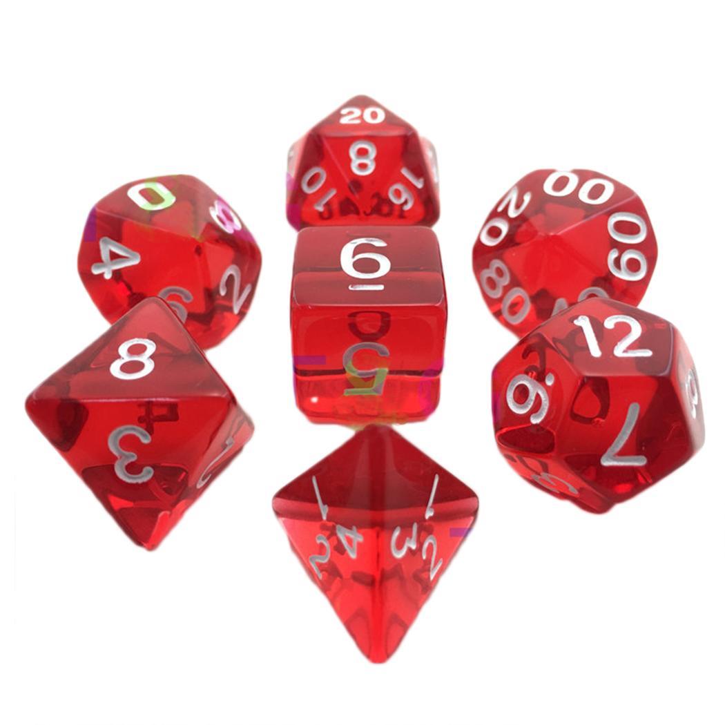 7pcs/Set Digital Game Dice Polyhedral D4-D20 Acrylic Dice Party Game 6 color Funny toy