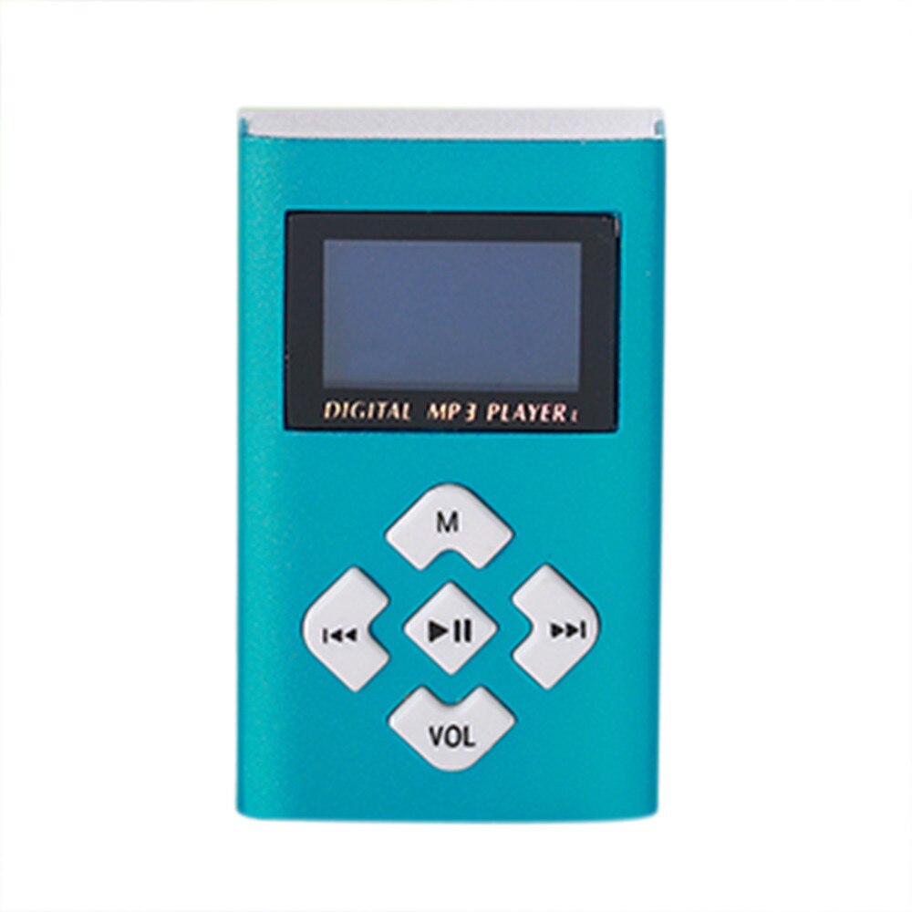 Slick stylish USB Mini MP3 Player LCD Screen Support 8GB Micro SD TF Card#T2: Blue 