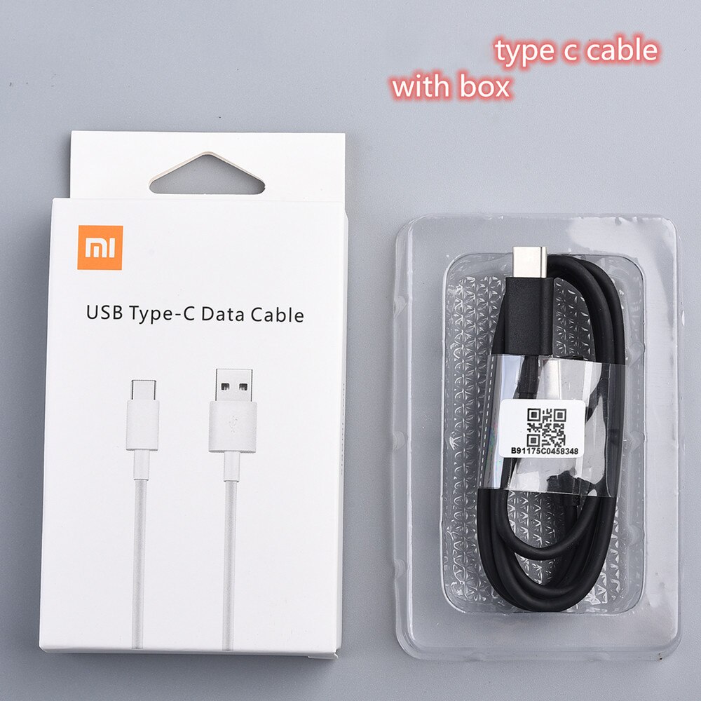 For Xiaomi MI 10 PRO type c cable USB 3.1 type-c fast charging data line for MI 9 8 SE 6 CC9 PRO CC9E redmi note 8 8A 8T 7: black with box