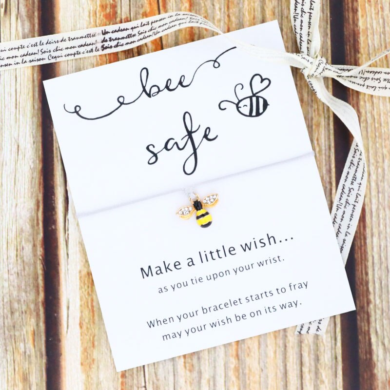 Bee Safe Wish Bracelet Cute Bee Charm Lucky Red String Bracelet Bee Jewelry for Women Men Friendship Bracelet Motivational: Gray