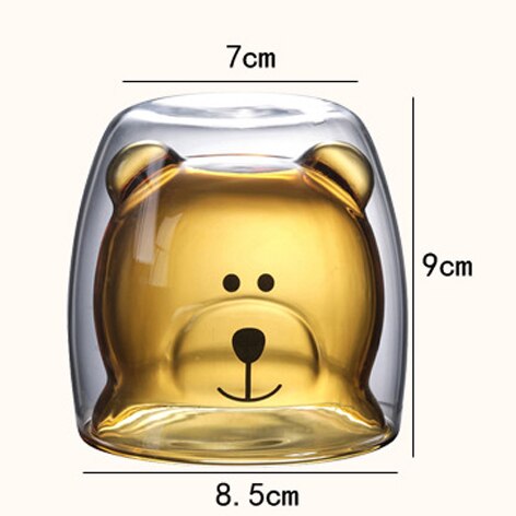 270 Ml Double Coffee Cup High Borosilicate Glass Cold Drink Cup Drink Cup Cute Bear Glass Milk Glass Milk Tea Glass: A