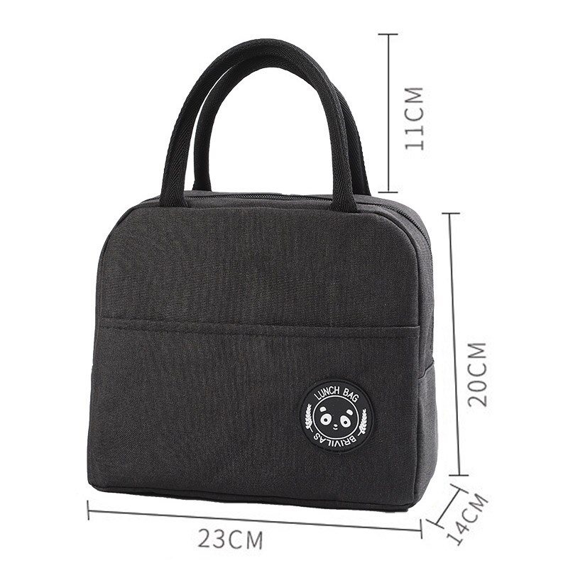 Q1Pcs Draagbare Lunch Tas Waterdichte Rits Bento Pouch Thermische Oxford Lunch Tassen Voor Vrouwen Handige Lunchbox Tote Voedsel Zakken: Black