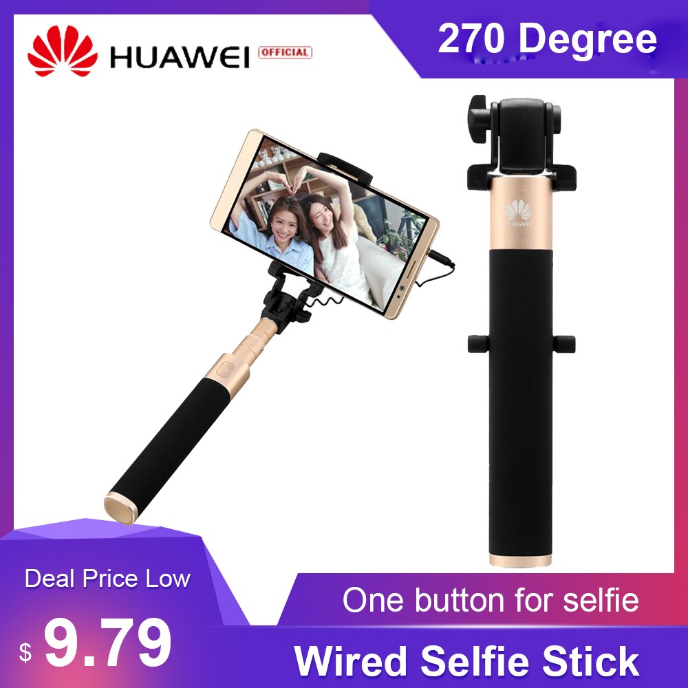 Huawei Wired Selfie Stick - 66cm Extended - 18cm Folded - 270° Adjustable Head - for 56-85mm Smartphones