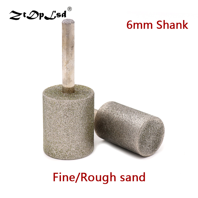 6mm tige 8-25mm Type de cylindre galvanisé diamant tête de meulage corindon outil Jade sculpture bavures grain lapidaire gros peu