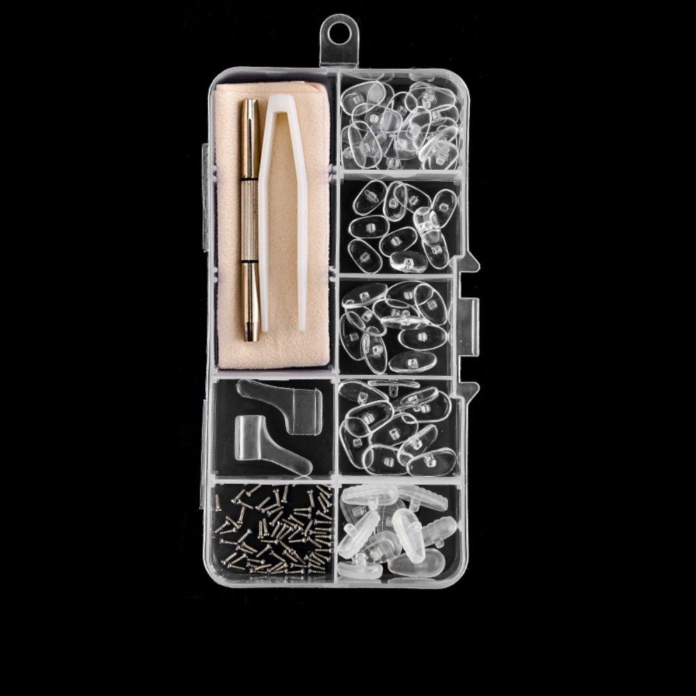 Kit de réparation de lunettes en Silicone, plaquettes nasales antidérapantes remplaçables, Kit de réparation universel et Durable, outils de réparation de lunettes, accessoires de réparation: Black