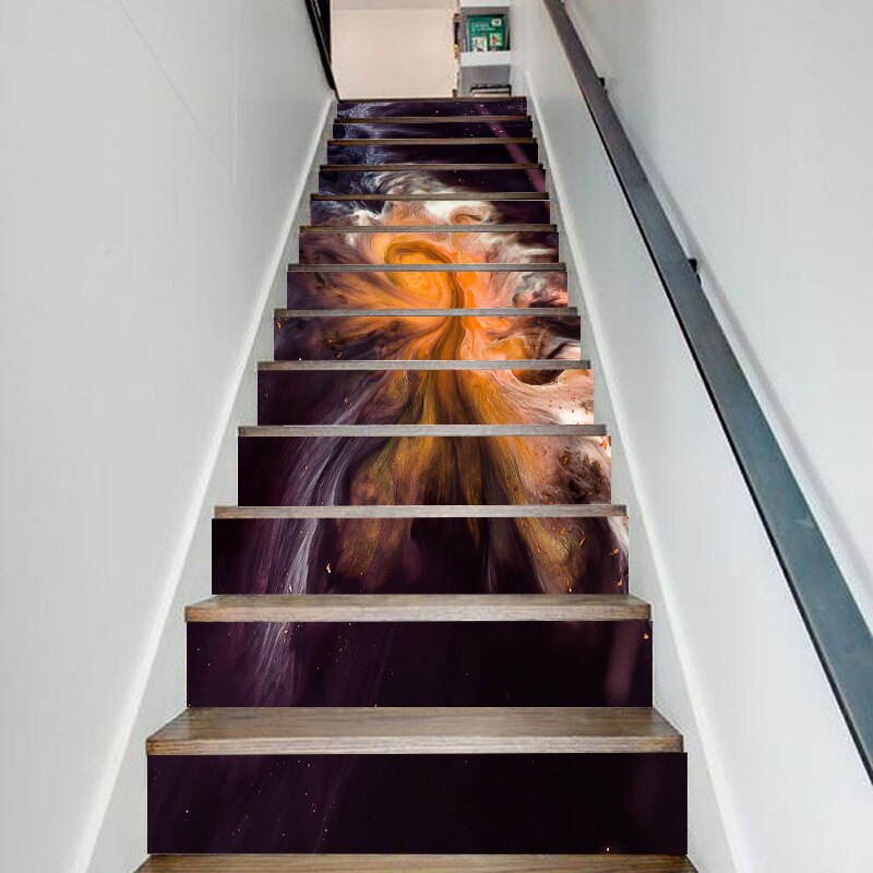 13 Pcs Self Adhesive Renew Abstract Yellow Decor Stair Sticker Print Waterproof Paper Mural Wardrobe Renovation Decal Picture