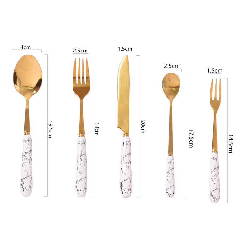 Zastawa stołowa do kuchni zestaw sztućców zestaw złotych sztućców zestaw sztućców ze stali nierdzewnej luksusowy nóż łyżka zestaw obiadowy Western Ceramics