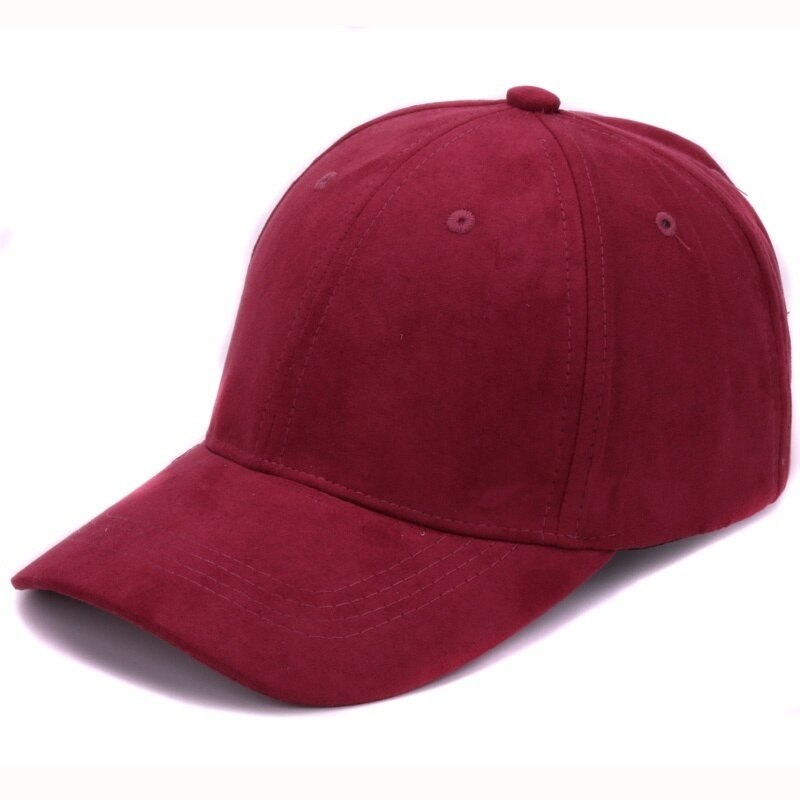 Suede baseball caps outdoor blank sport cap and hat for men and women: Wine Red