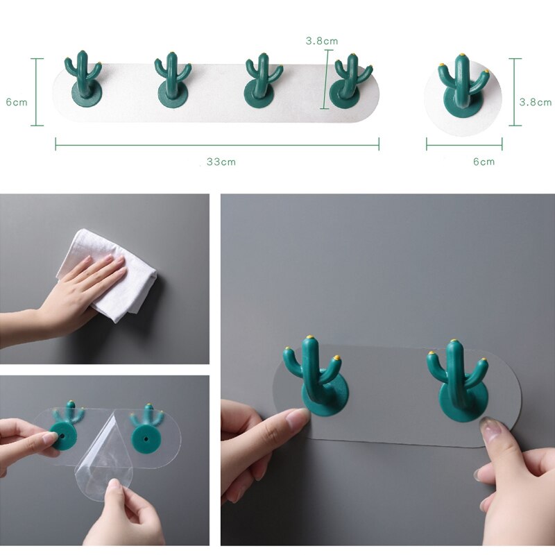 1Pc Nordic Niet-Geperforeerde Badkamer Haak Thuis Opslag Decoratieve Geen Spoor Cactus Sticky Haak Woondecoratie Accessoires